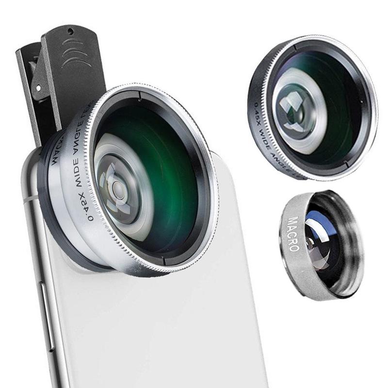 2 in 1 Phone Lens Kit, 1 Set Micro Lens & Super Wide-Angle Lens, Mobile Phone Accessories for iPhone Samsung Android Phone