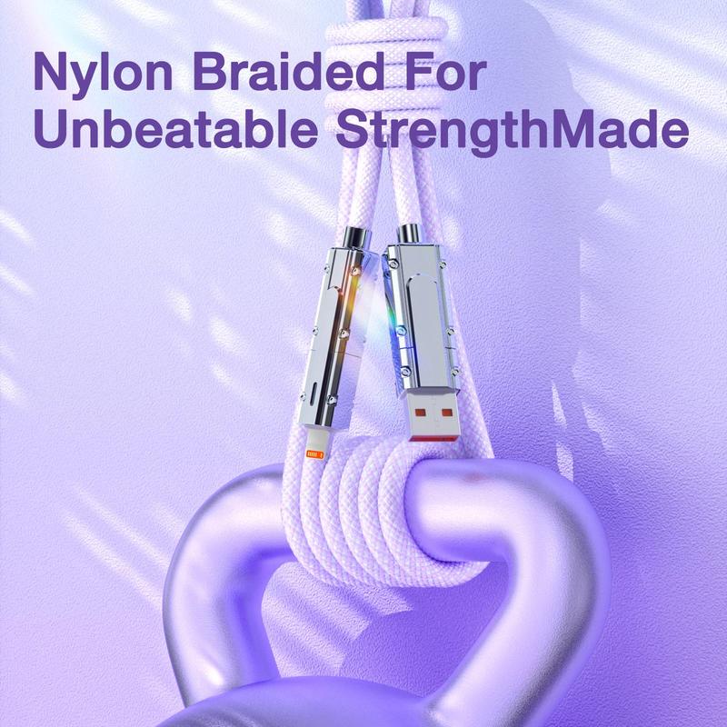 Type C 27W USB-C 100W Nylon Braided Fast Charger Cable, Fast Charging Cellphone Data Cable for iOS & Android Smartphone, Portable Car Charger Cable for iPhone 16 Charger