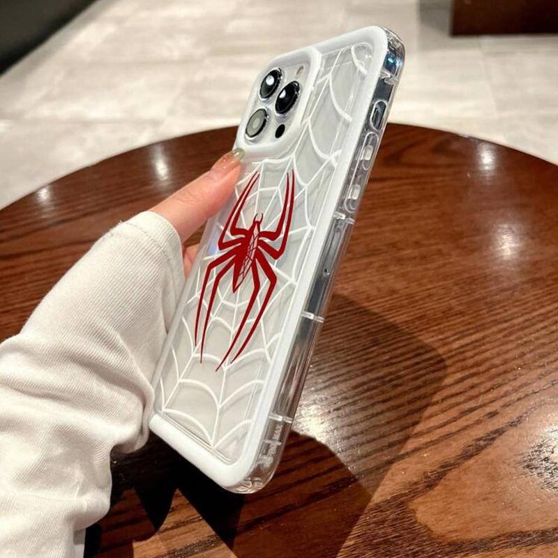 Creative Spider Web Pattern Phone Case for Fall, 1 Count Summer Shockproof Full Coverage Camera Protect Decorative Phone Protector Cover for Women & Men, Handheld Protective Casing Smartphone