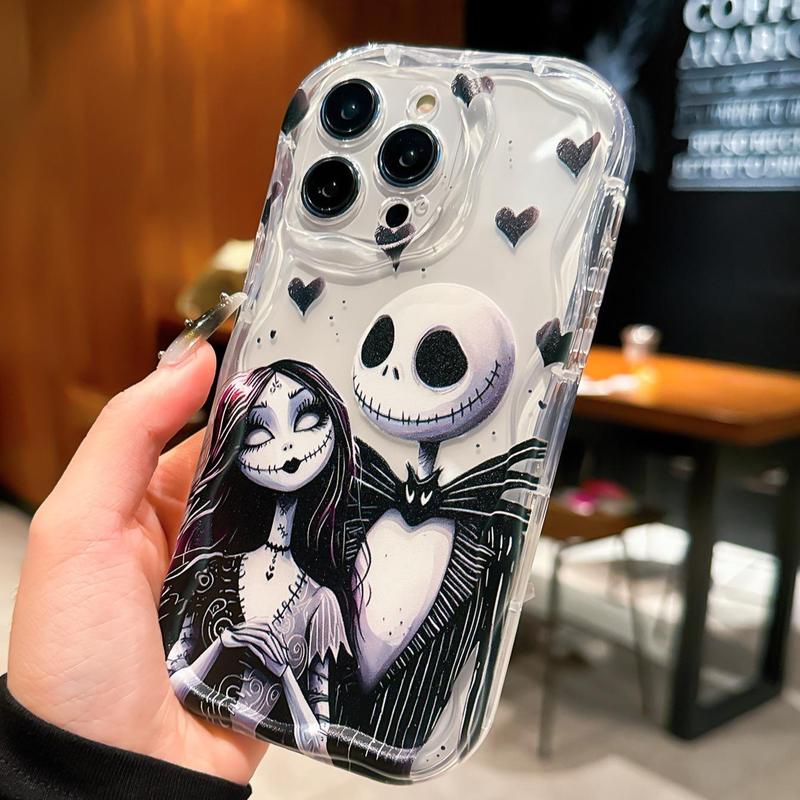 Horror Skull & Girl Pattern Clear Phone Case, Anti-drop Cellphone Protective Case, Shockproof Mobile Phone Cover for iPhone 7 8 11 12 13 14 15 16 Series