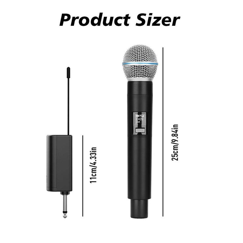 Wireless Microphone, Handheld Microphone with Receiver, Portable Microphone for Singing, Karaoke, Party, Church