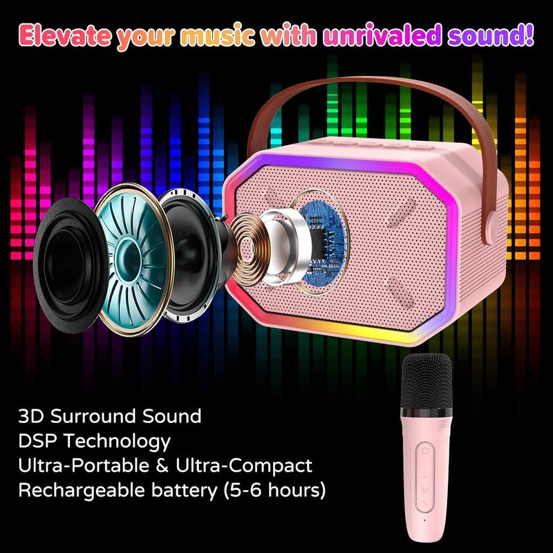 Christmas 2024 Gifts for Kids Laradola Karaoke Machine Audio Smartphone with 2 Bluetooth Microphones - Toys for Kids - Ideal Christmas Birthday Gift - Portable Wireless Karaoke Speakers