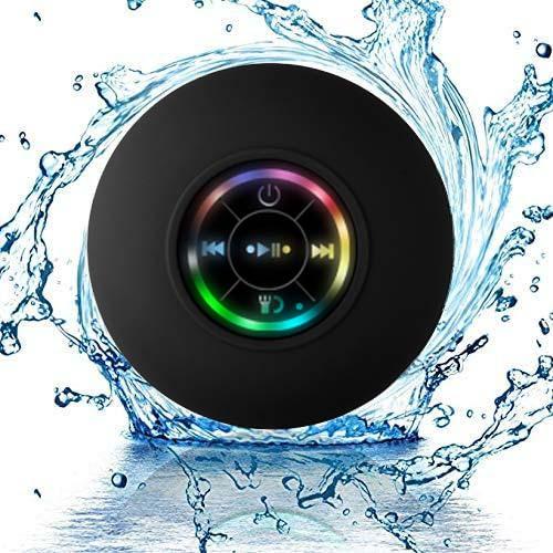 Mini Bluetooth Shower Speakers, Portable Wireless Speaker with Suction Cup, Waterproof Speaker with LED Light, Pairs Easily To Phones, Tablets