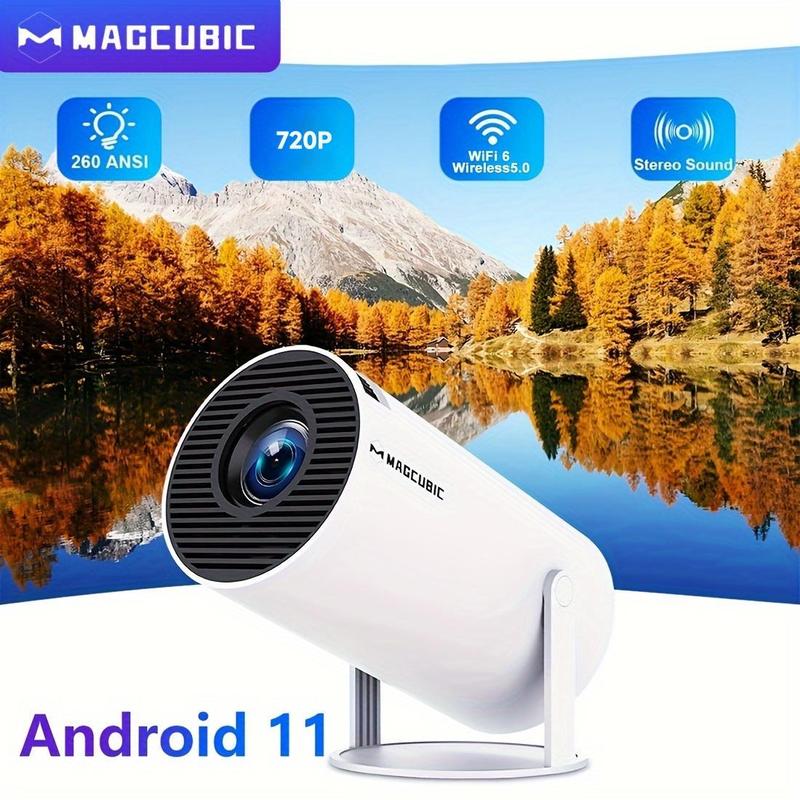 Magcubic Portable Projector HY300 Pro, Android 11 Dual Wifi6 260ANSI Allwinner H713 BT5.0 1080P 1280*720P Projector, Multifunctional Projector for Home Cinema, Outdoor