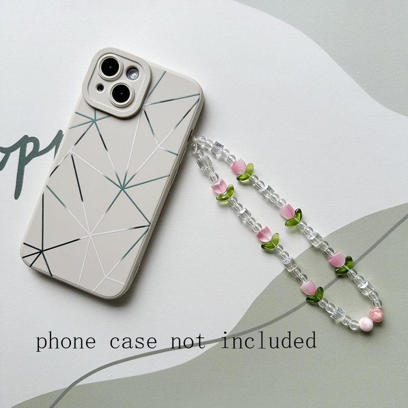 Cute Phone Chain, Flower Decor Phone Lanyard, Beaded Phone Strap for Women & Girls