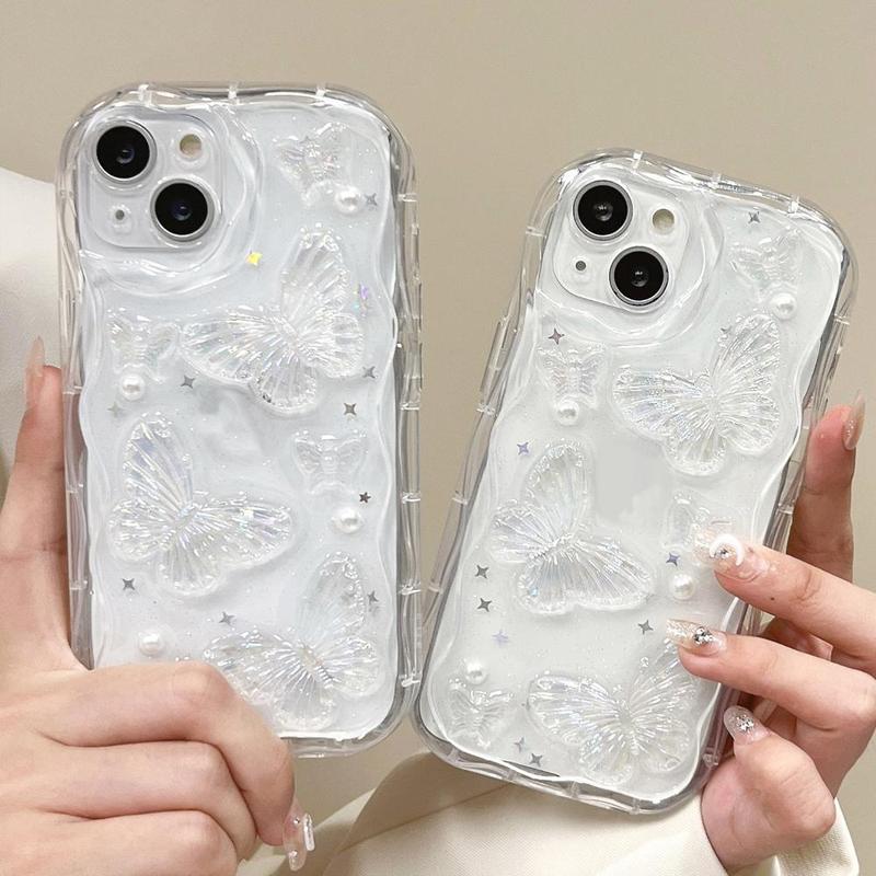 Butterfly Pattern Transparent Phone Case, Anti-drop Decorative Phone Protector Cover, TPU Soft Cellphone Cover Compatible with iPhone Series