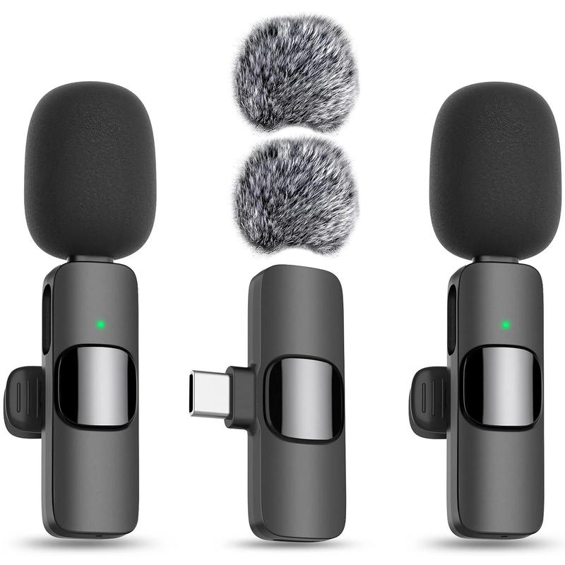 Wireless Lavalier Microphone, USB Rechargeable Lapel Microphone, Portable Wireless Microphone for iPhone iPad, Professional Wireless Microphone for Interview