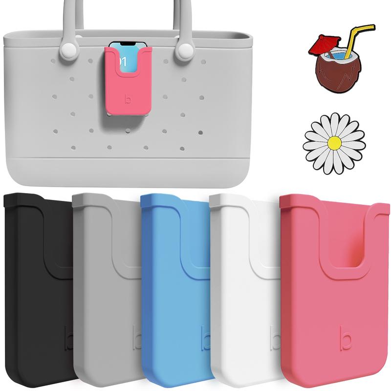 Silicone Phone Holder for Bogg Bag, Large Size Silicone Charm Insert Wallet for Bogg Beach Bags, Compatible with iPhone and Android Phones