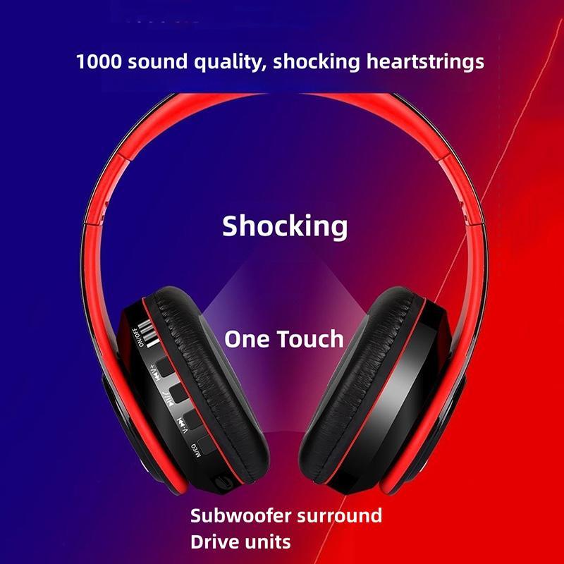 Wireless Over-ear Headphone, Foldable Headphone with Built-in Microphone, BT Stereo Sound Wireless Headset for Sports, Gaming, Running, Working