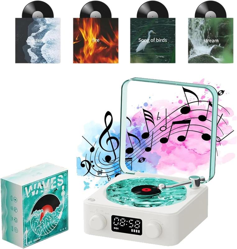 The Waves Vinyl Player, New Romantic Waves Vintage Vinyl Record Player Bluetooth Speaker, Bluetooth Vinyl Record Player Waves, Wireless Portable Waves Retro Vinyl Record Player (Green)