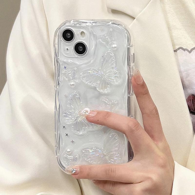 Butterfly Pattern Transparent Phone Case, Anti-drop Decorative Phone Protector Cover, TPU Soft Cellphone Cover Compatible with iPhone Series