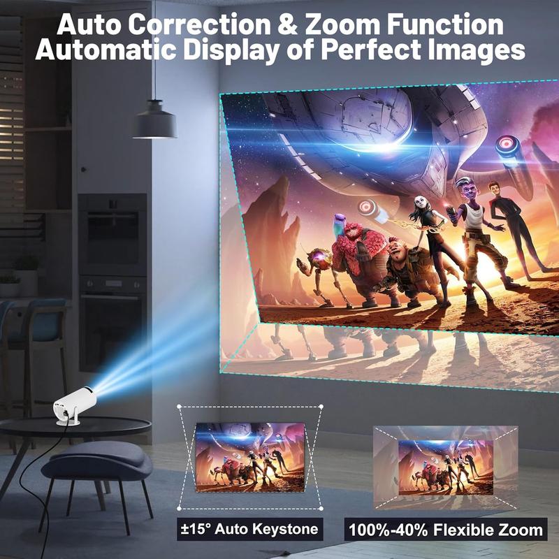 Mini Projector With Android 11, Portable Projector 4K 1080P Full HD Support, Smart Projector 5G WiFi6 Auto Horizontal Correction