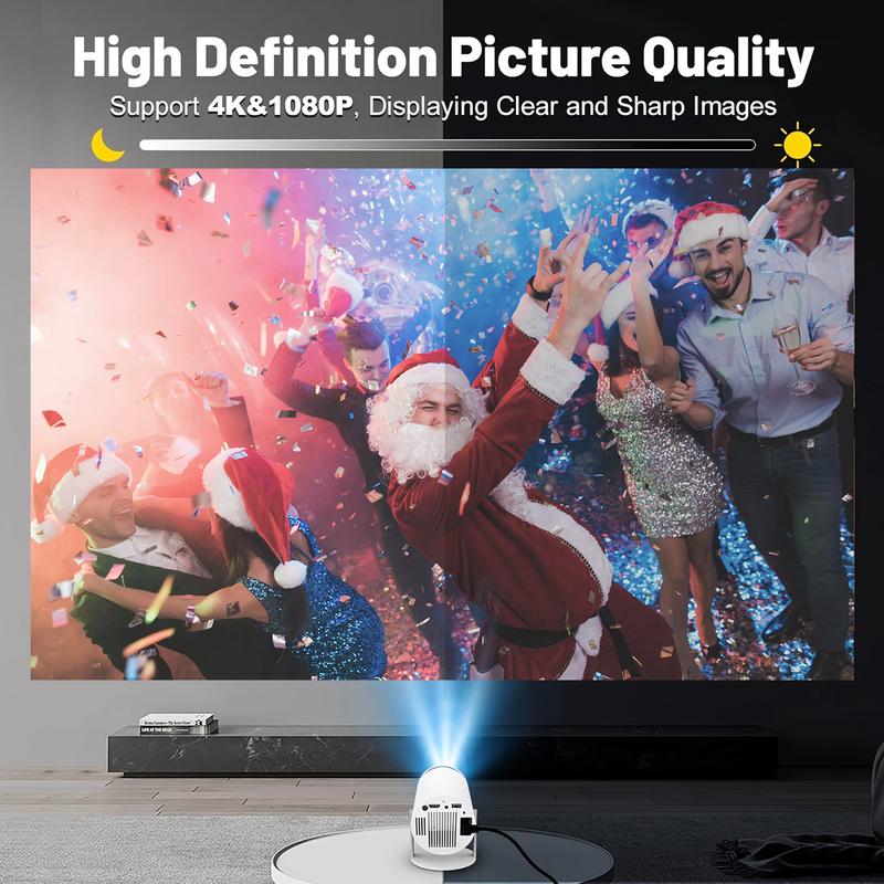 Olymmons HY300 Pro Mini Portable Projector, 4K 260 ANSI Smart Projector With WiFi 6 BT 5.0, Screen Adjustment, Movie Projector With 180 Degree Rotation Stand, Home Theater Video Projector Built-in Android 11.0 OS audio Mini 4K Portable Wireless