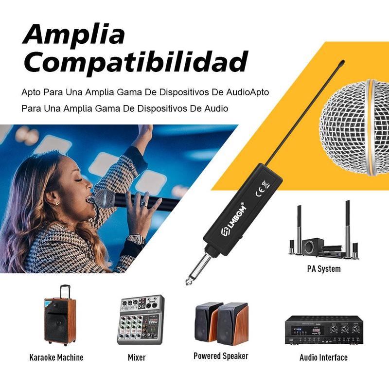 Wireless Microphone, Handheld Microphone with Receiver, Portable Microphone for Singing, Karaoke, Party, Church