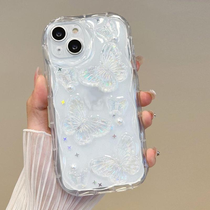 Butterfly Pattern Transparent Phone Case, Anti-drop Decorative Phone Protector Cover, TPU Soft Cellphone Cover Compatible with iPhone Series