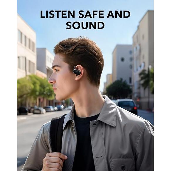 Soundcore V20i by Anker Open-Ear Headphones, Rotatable Ear Hooks, Ultra-Comfort, Snug Fit, Punchy Bass, Clear Calls, IP55, LED Lights, 36H Playtime, Bluetooth 5.4 Earbuds, Multipoint Connection-TTS