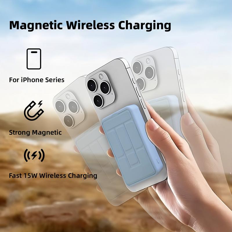 Power Bank Magnetic Portable  Wireless Fast Charger  ,10000mAh Type-C Cable LED Display 22.5W PD Fast Charging Lighting Mag-Safe Battery Pack for iPhone 15 14 13 12 Mini Pro Pro Max Devices Digital Protection Silicone