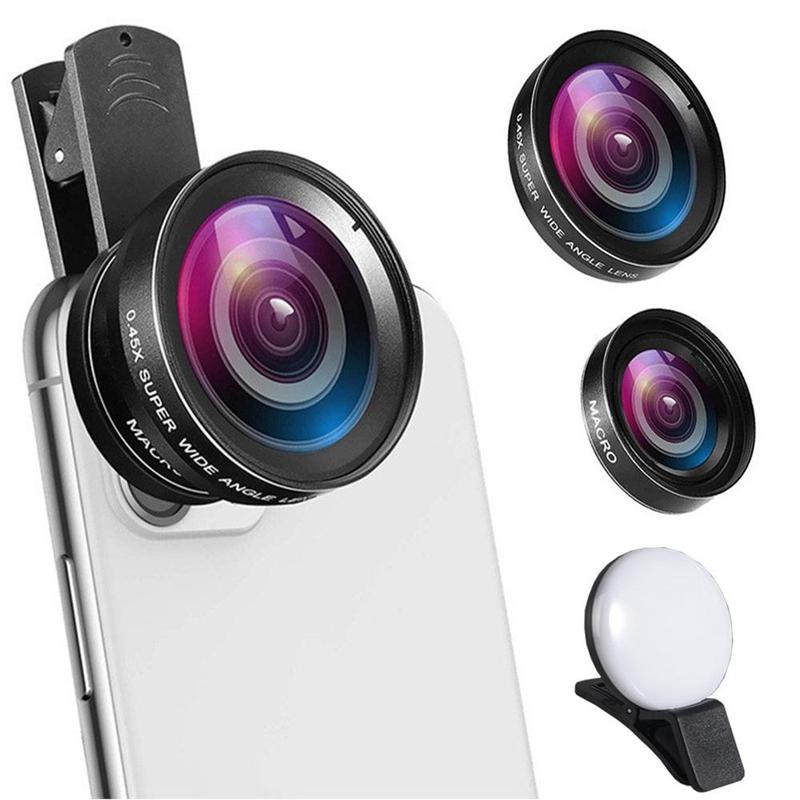 2 in 1 Phone Lens Kit, 1 Set Micro Lens & Super Wide-Angle Lens, Mobile Phone Accessories for iPhone Samsung Android Phone