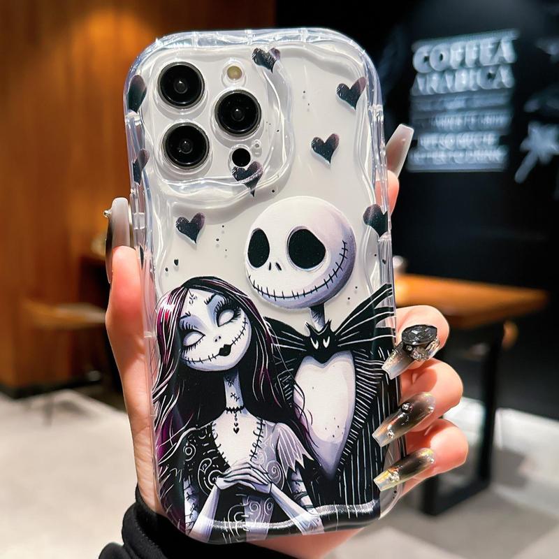 Horror Skull & Girl Pattern Clear Phone Case, Anti-drop Cellphone Protective Case, Shockproof Mobile Phone Cover for iPhone 7 8 11 12 13 14 15 16 Series