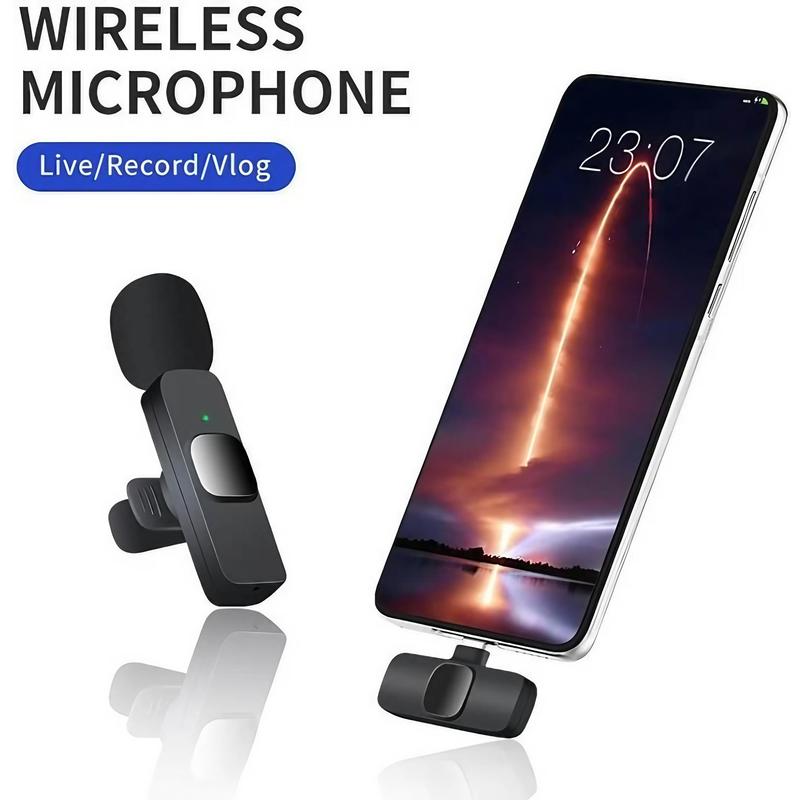 Wireless Lavalier Microphone, USB Rechargeable Lapel Microphone, Portable Wireless Microphone for iPhone iPad, Professional Wireless Microphone for Interview