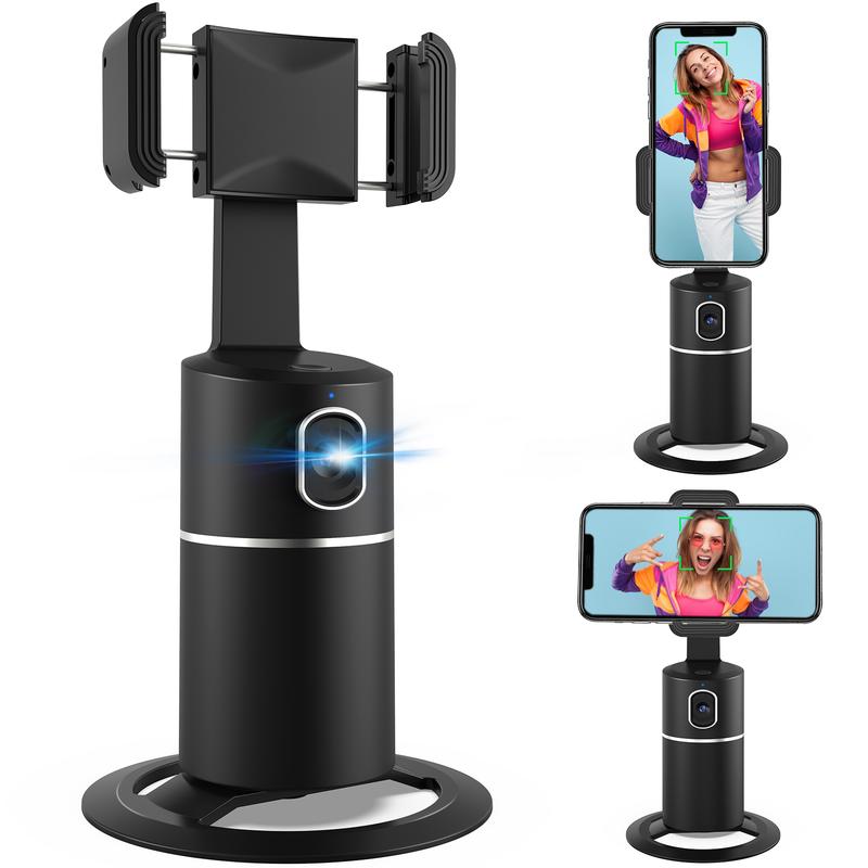 Auto Face Tracking Tripod, Mother's Day Gift,No App Required, 360° Rotation Face Body Phone Camera Mount Smart Shooting Phone Tracking Holder for Live Vlog Streaming Video, Rechargeable Battery Accessories Selfie Smartphone Cellphone