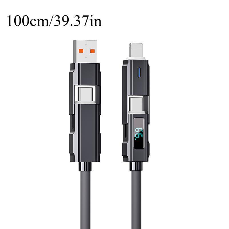 PD 66W + 27W USB to Type-C Phone Fast Charging Data Cable, 1 Count Silicone Material Phone Data Cable with Digital Display Suitable for iPhone & Android Phones