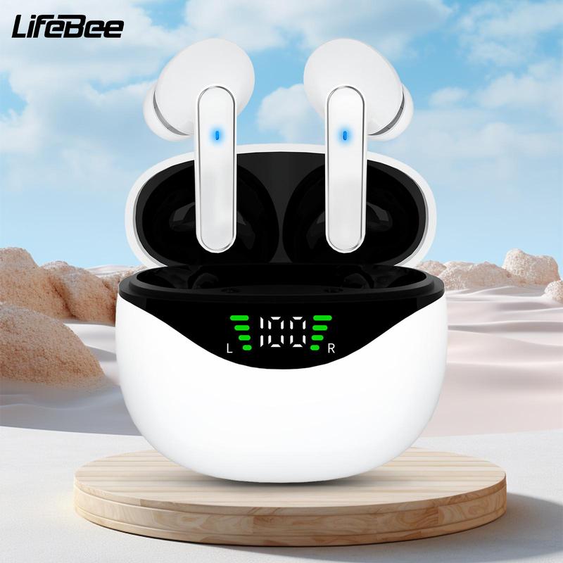 LIFEBEE Wireless In-ear Design Earphone, 42H Playtime BT Stereo Sound Earbuds, Wireless Earbuds, LED Power Display Waterproof Earphones with Microphone for iOS Android, Wireless Headphones