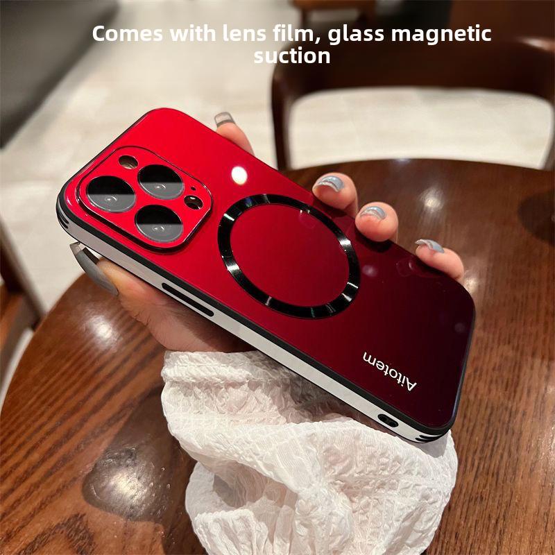 Gradient Magnetic Mobile Phone Shell for iP Drop-Resistant Tempered Glass Comes with Lens Protector Accessories Smartphone Accessories Smartphone magnetic case