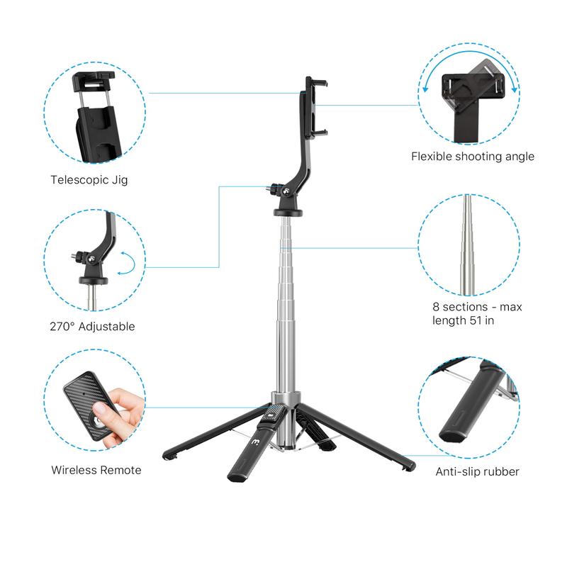 MyBat Pro Picture Perfect Selfie Stick & Tripod - Black