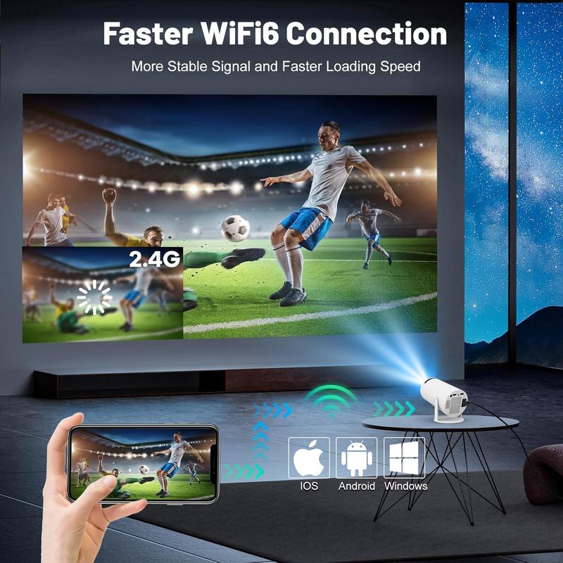 Mini Projector With Android 11, Portable Projector 4K 1080P Full HD Support, Smart Projector 5G WiFi6 Auto Horizontal Correction