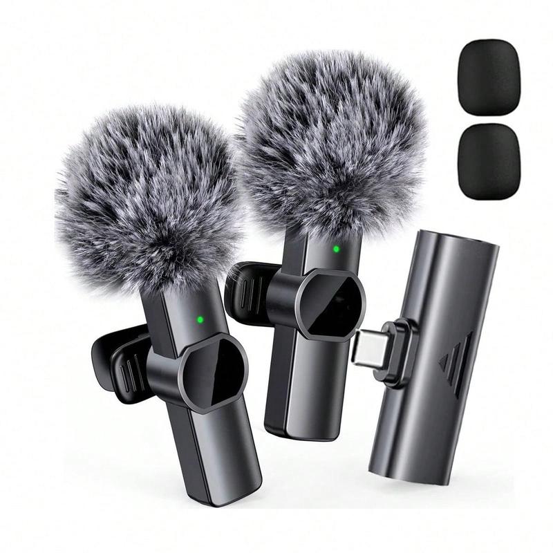 Long Battery Life Wireless Microphone, Rechargeable Wireless Microphone, Omnidirectional Condenser Recording Microphone for Interview Vlogging Video Podcasts