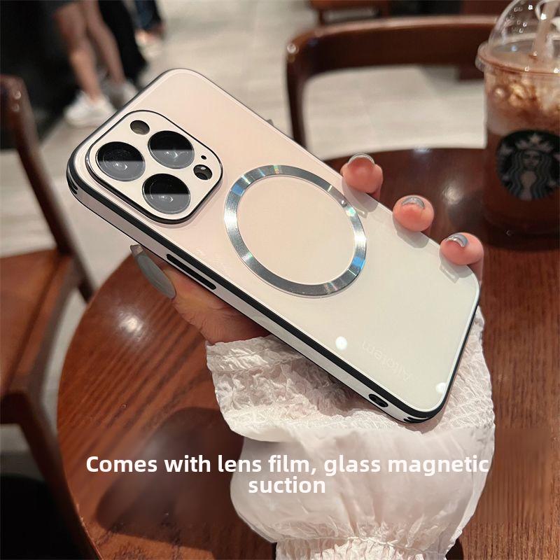 Gradient Magnetic Mobile Phone Shell for iP Drop-Resistant Tempered Glass Comes with Lens Protector Accessories Smartphone Accessories Smartphone magnetic case