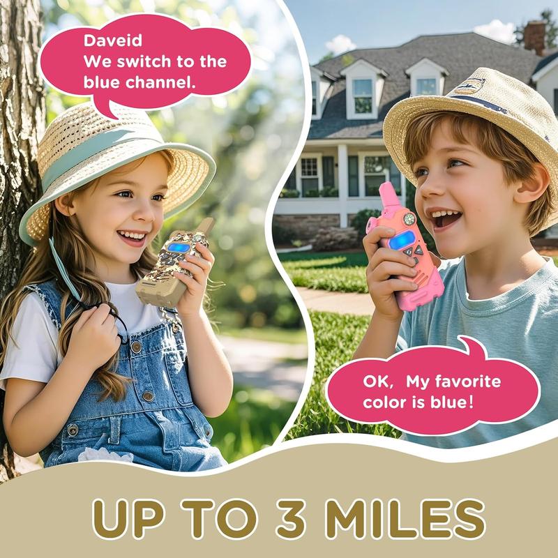 Toys for 3-12 Year Old Boys Girls,Walkie Talkies for Kids with 5 Colourful Channels,Compass Flashlight and Magnifying Glass,3 Miles Range for Outside, Camping, Hiking,for Christmas and Birthday Gifts