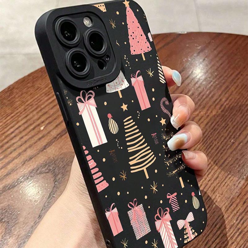 Christmas Tree & Gift Box Pattern Phone Case, Anti-drop Shockproof Phone Protective Cover, Phone Accessory Compatible with iPhone