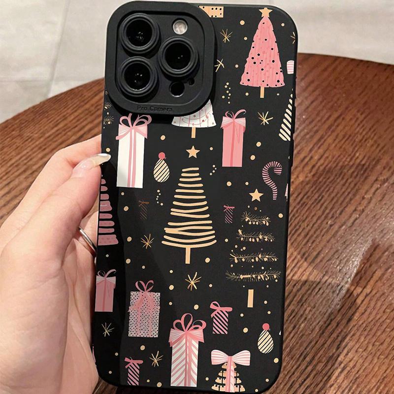 Christmas Tree & Gift Box Pattern Phone Case, Anti-drop Shockproof Phone Protective Cover, Phone Accessory Compatible with iPhone