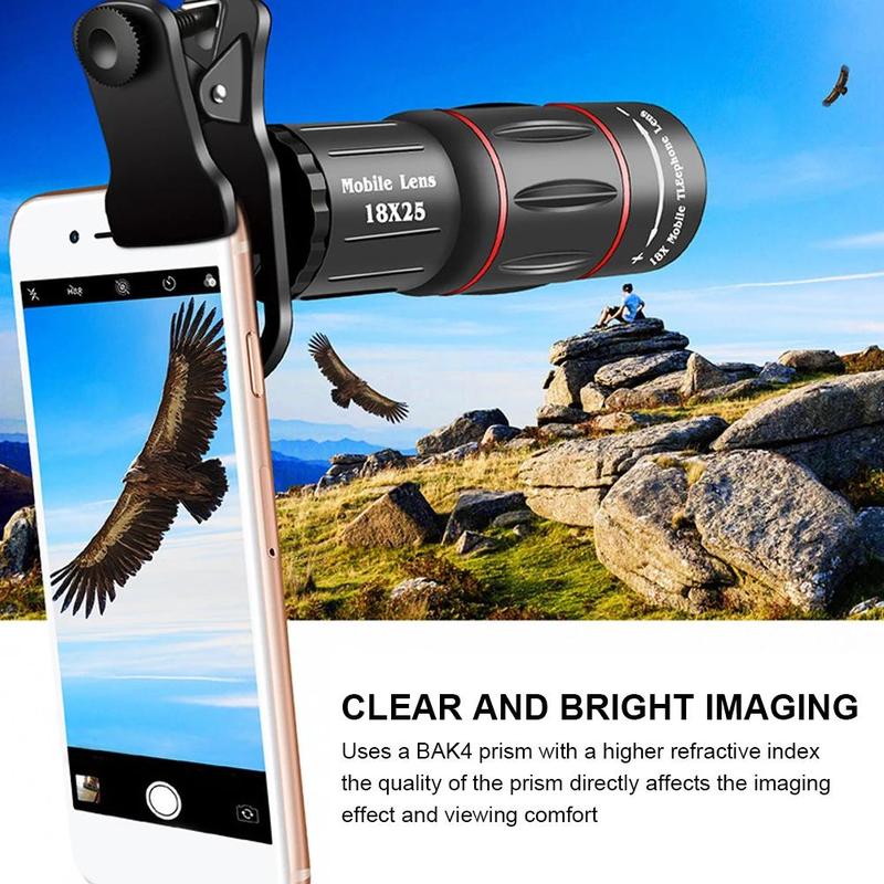 Universal Phone External Long-range Lens, 18X Optical Zoom Lens, Phone Camera Single-eye Lens, Suitable for Most Smartphones