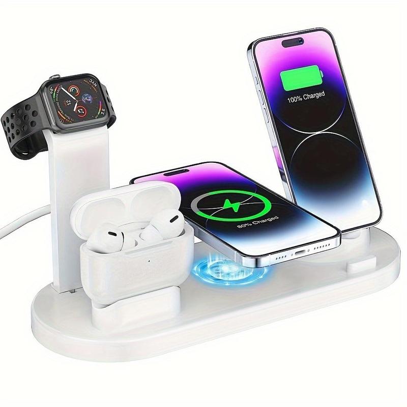 Portable Charger for iPhone 15 14 & Apple Watch & AirPods 3 2 & Samsung Smartphone, 15W Fast Charging Stand, Folding Phone Charger, Foldable Charging Station, Charging Stand