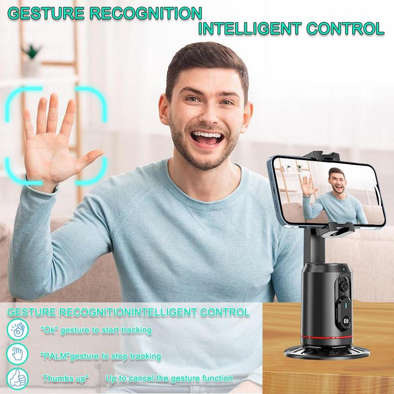 AI Face Recognition Tracking Phone Gimbal, 360° Rotatable Selfie Stabilizer with LED Lights, Camera Stabilizer, Video Equipment for Live Streaming, Vlogging, Photography