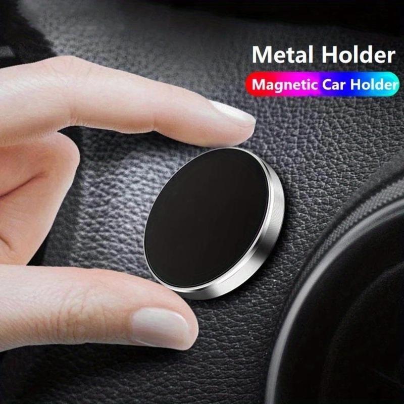 Round Magnetic Car Mobile Phone Stand, 1 Count Creative Car Magnet Mobile Phone Holder, Mini Car Mount Holder, Universal Car Interior Accessories