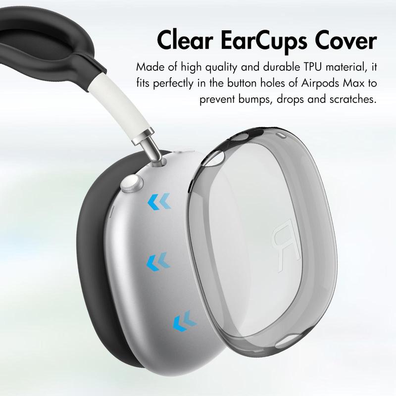 Earphone Case with Ear Cap, Silicone Earphone Protective Cover, Headphone Protective Case, Silicone TPU Protective Case for AirPods Max