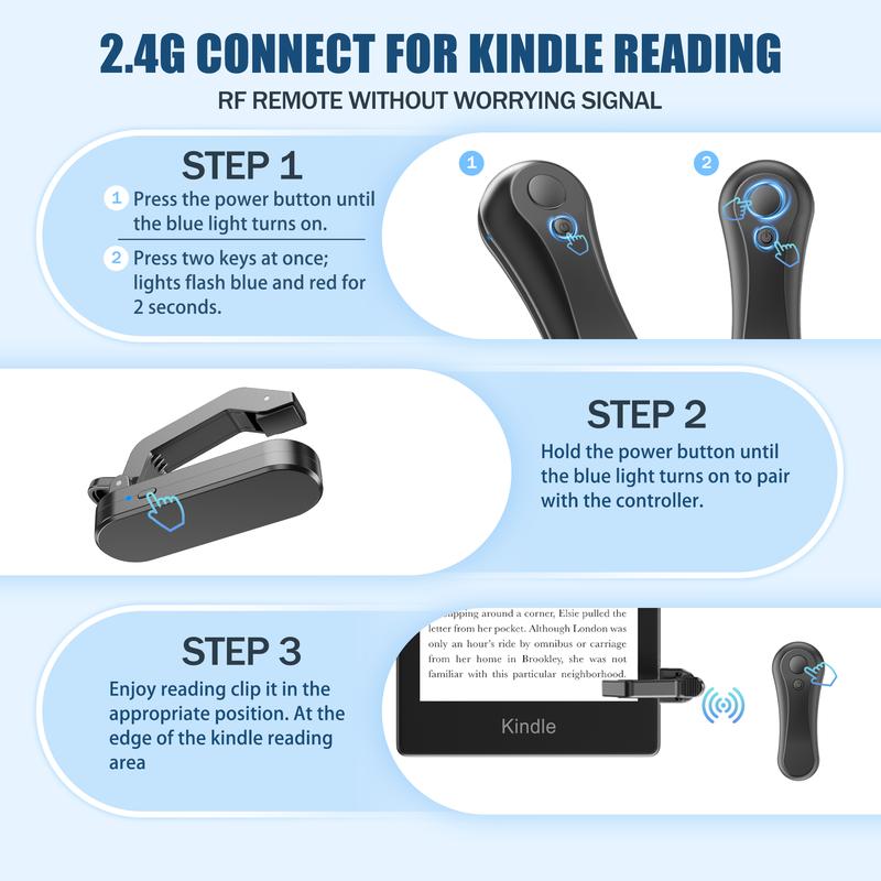 Kindle RF Remote Page Turner Reading Comics Novels, TikTok Bluetooth control Cellphone Remote Selfie Video Recording, compatible with iphone ipad ios Android Tablets Smartphone Remote Control