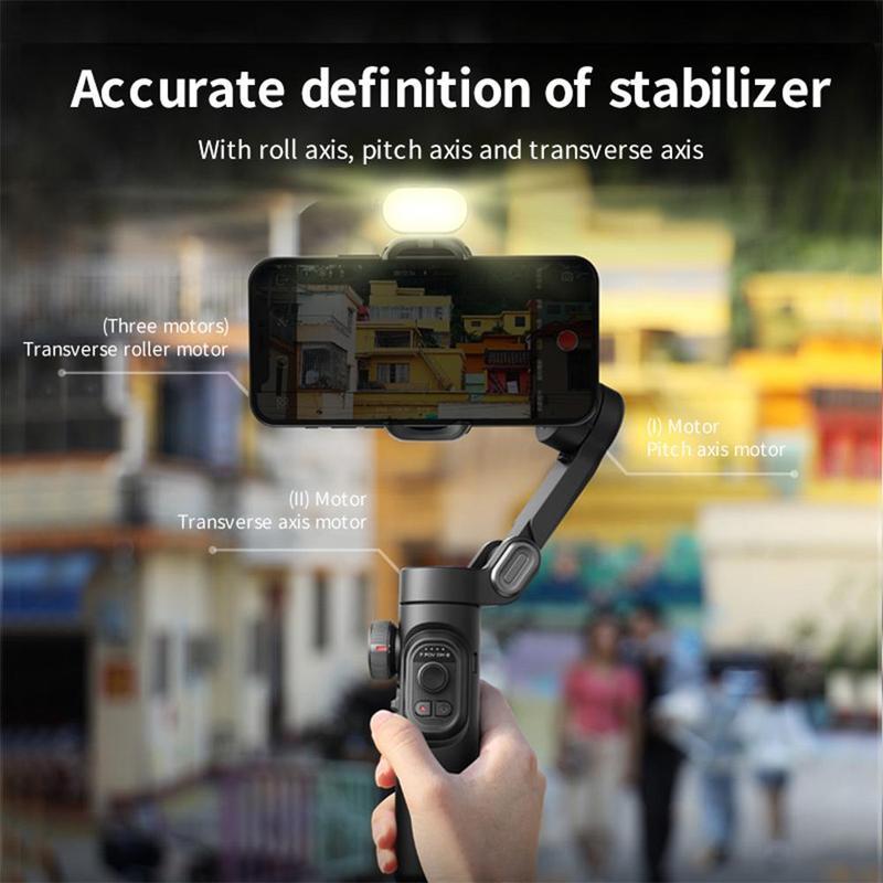 AI Tracking Phone Gimbal Stabilizer, 3-Axis Smartphone Foldable Gimbal for iPhone, Gimbal with Focus Wheel Vlog Stabilizer for iPhone 15 14 Pro Max & Android, Cellphone Accessories Selfie Folding