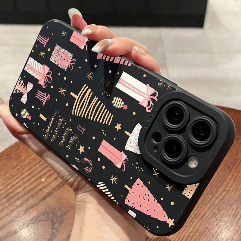 Christmas Tree & Gift Box Pattern Phone Case, Anti-drop Shockproof Phone Protective Cover, Phone Accessory Compatible with iPhone