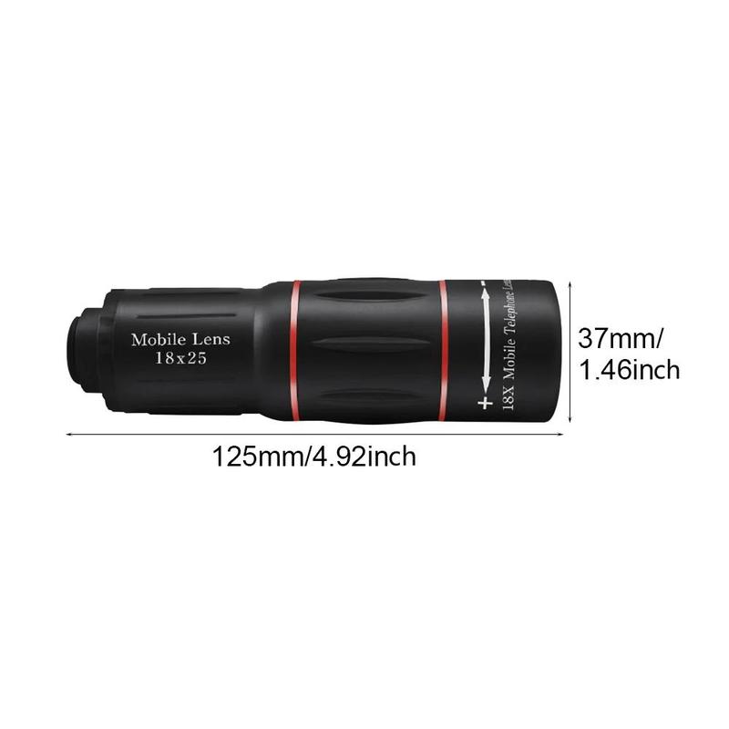 Universal Phone External Long-range Lens, 18X Optical Zoom Lens, Phone Camera Single-eye Lens, Suitable for Most Smartphones