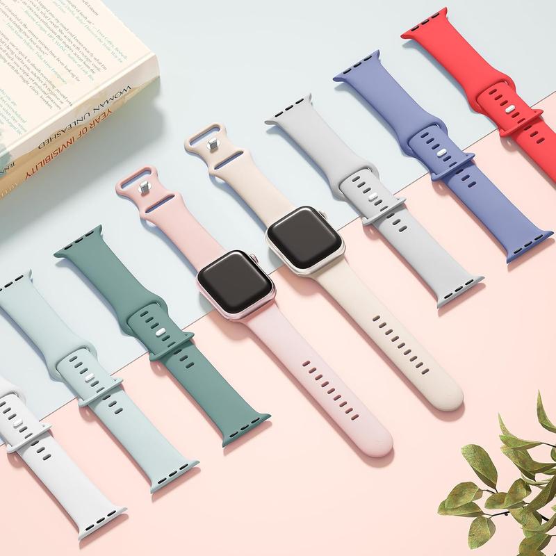 Sport Silicone Band Compatible with Apple Watch Bands 40mm 38mm 41mm 44mm 45mm 42mm 49mm Women Men,Soft Wristband Waterproof Replacement Sport Strap for iWatch Bands Series 9 8 7 6 5 4 3 2 1 SE Ultra Wearable Smart Watch