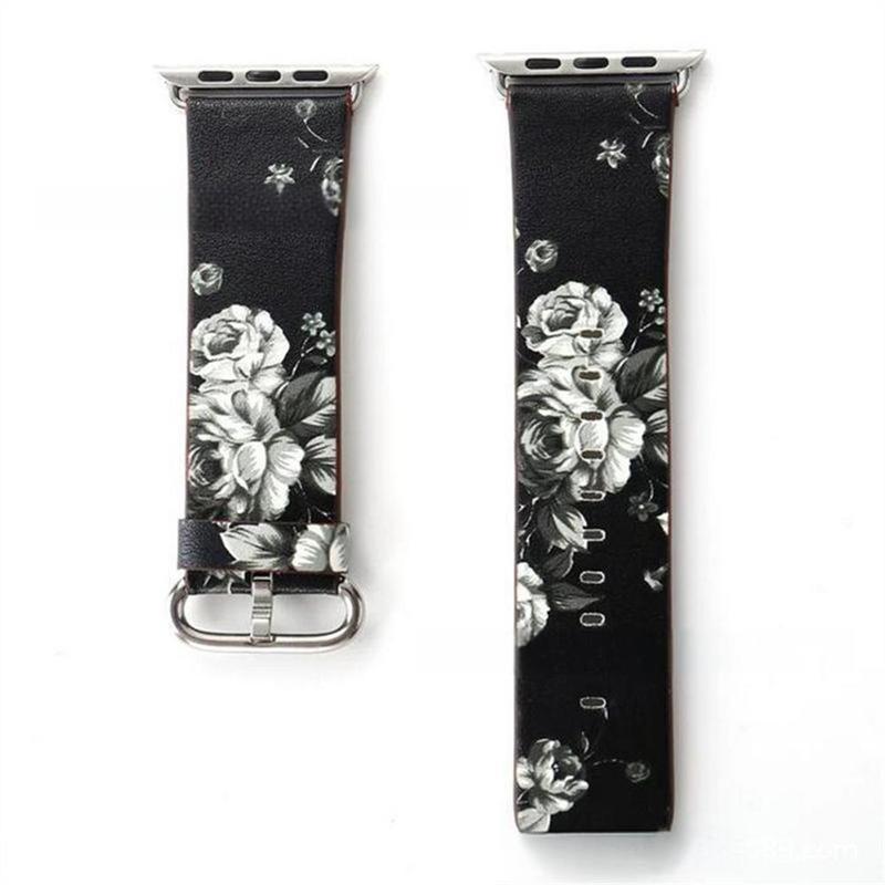 GIROUETTE Fashion Flower Pattern Watch Band (Band Only), Replacement Watch Band Compatible with iWatch Series 9 8 7 6 5 4 3 2 1, Smart Watch Accessories