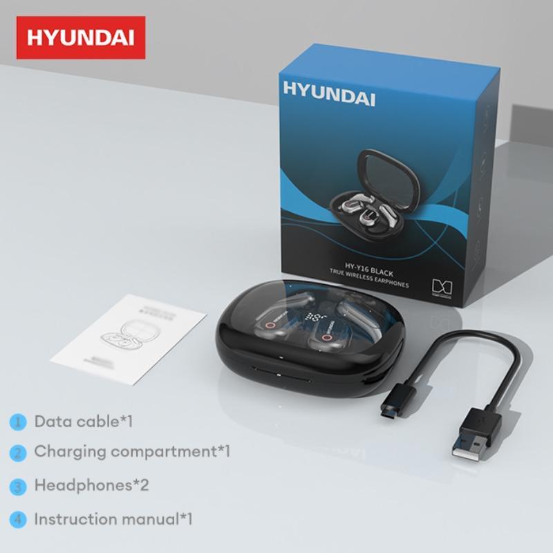 HYUNDAI Y16 Open Free Wireless AI Translation Earphonesfor Listening to Music & Calling, 75 Languages Bluetooth-compatible Translation Headphones