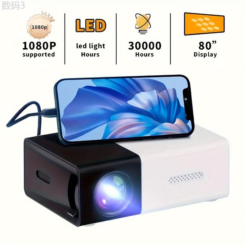 3000+ Lumens Stunning Mini Projector with 3D Visuals, Broad Compatibility, Handy Remote Control for Immersive Home Cinema Experience, Compact Design, US Plug Audio Mount Audio Mount Portable Portable Portable