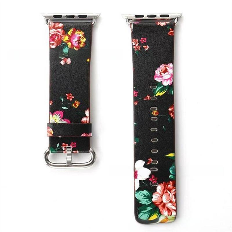 GIROUETTE Fashion Flower Pattern Watch Band (Band Only), Replacement Watch Band Compatible with iWatch Series 9 8 7 6 5 4 3 2 1, Smart Watch Accessories