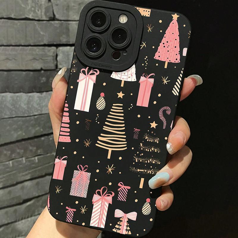 Christmas Tree & Gift Box Pattern Phone Case, Anti-drop Shockproof Phone Protective Cover, Phone Accessory Compatible with iPhone